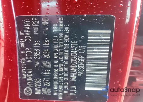 2025 Hyundai Elantra Sel Sport z USA, uszkodzony, nr VIN KMHLM4DG0SU044216